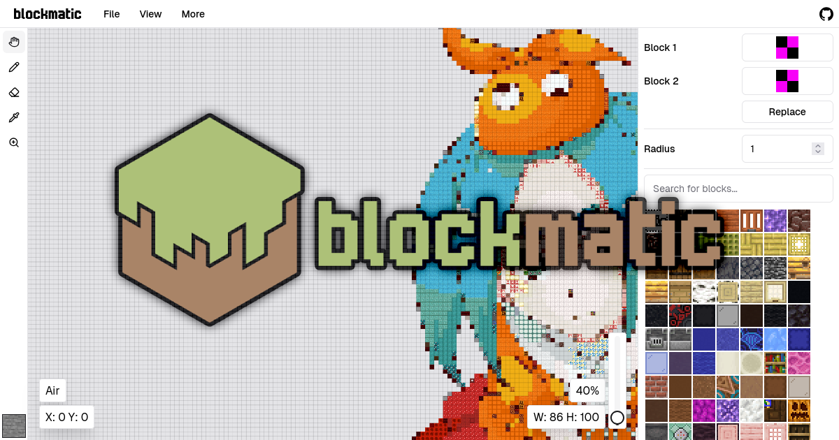 blockmatic — Minecraft Pixel Art Editor & Image Converter · Twitter