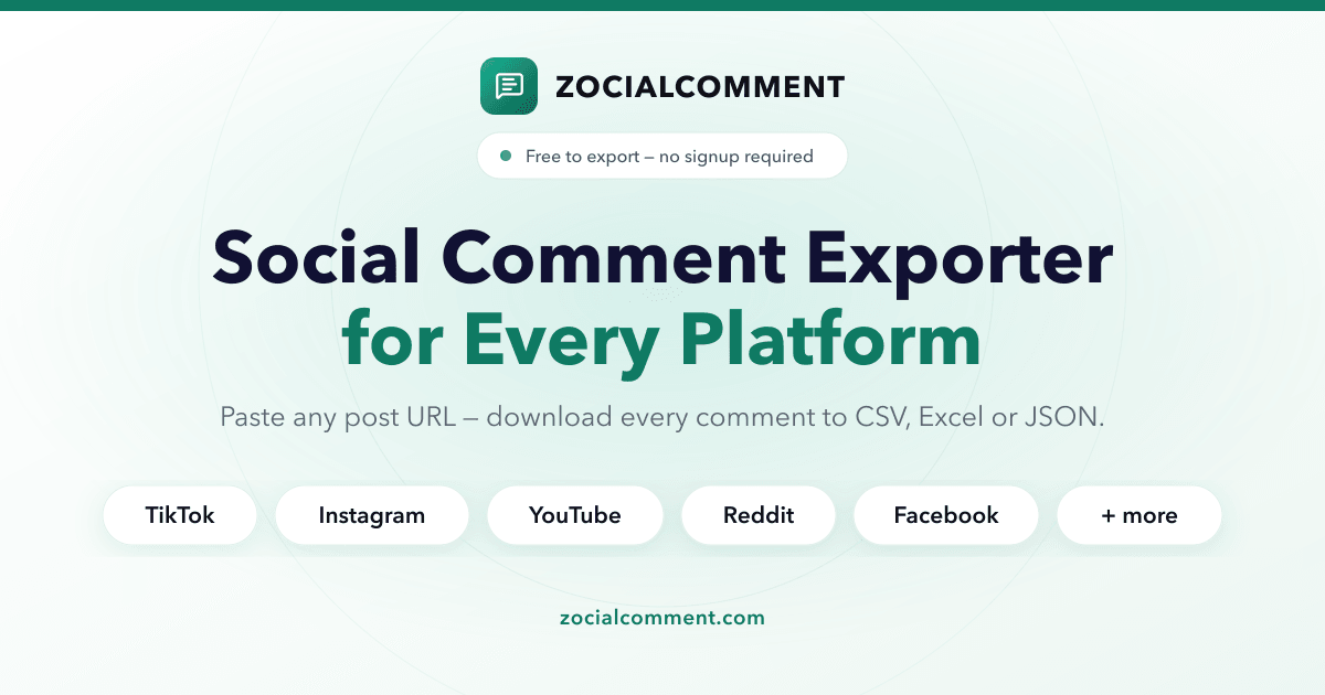 Comment Exporter — Instagram, TikTok, YouTube to CSV & JSON · Twitter