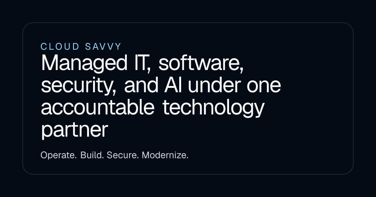 Cloud Savvy - managed IT, custom software, security, and AI