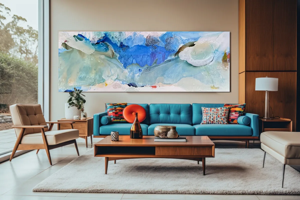 Gathered Blue by Conchita Carambano – mixed media on canvas painting – SOHO Galleries Sydney