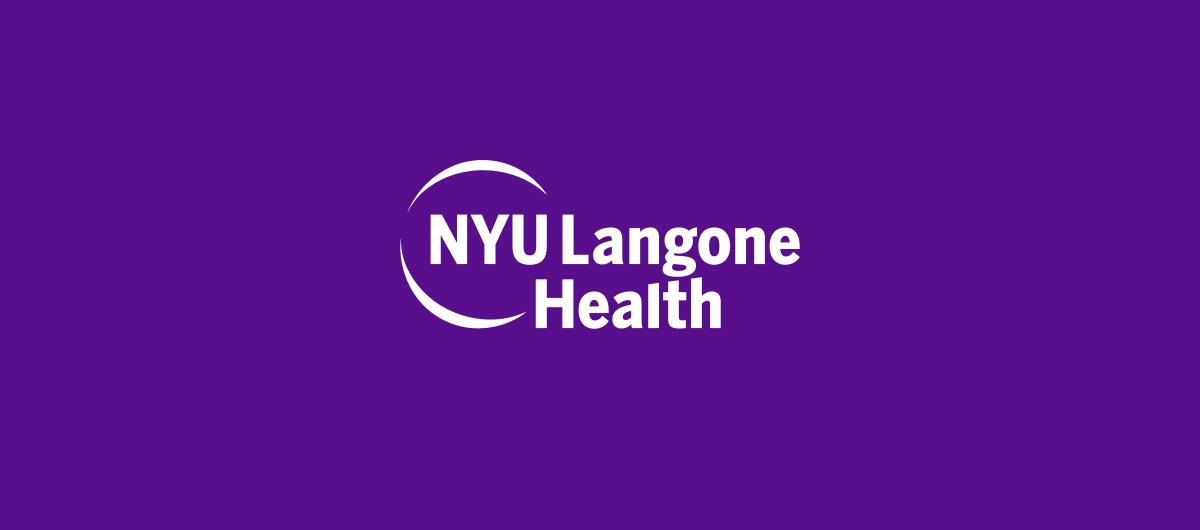 White NYU Langone Health logo on a purple background