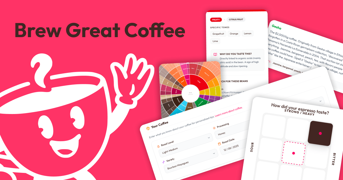 Brew Great Coffee - Extraction Compass and Coffee Flavor Wheel