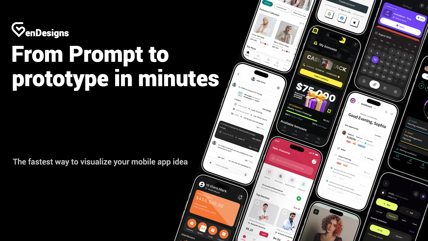 GenDesigns AI Mobile App Designer - Generate beautiful app UI instantly
