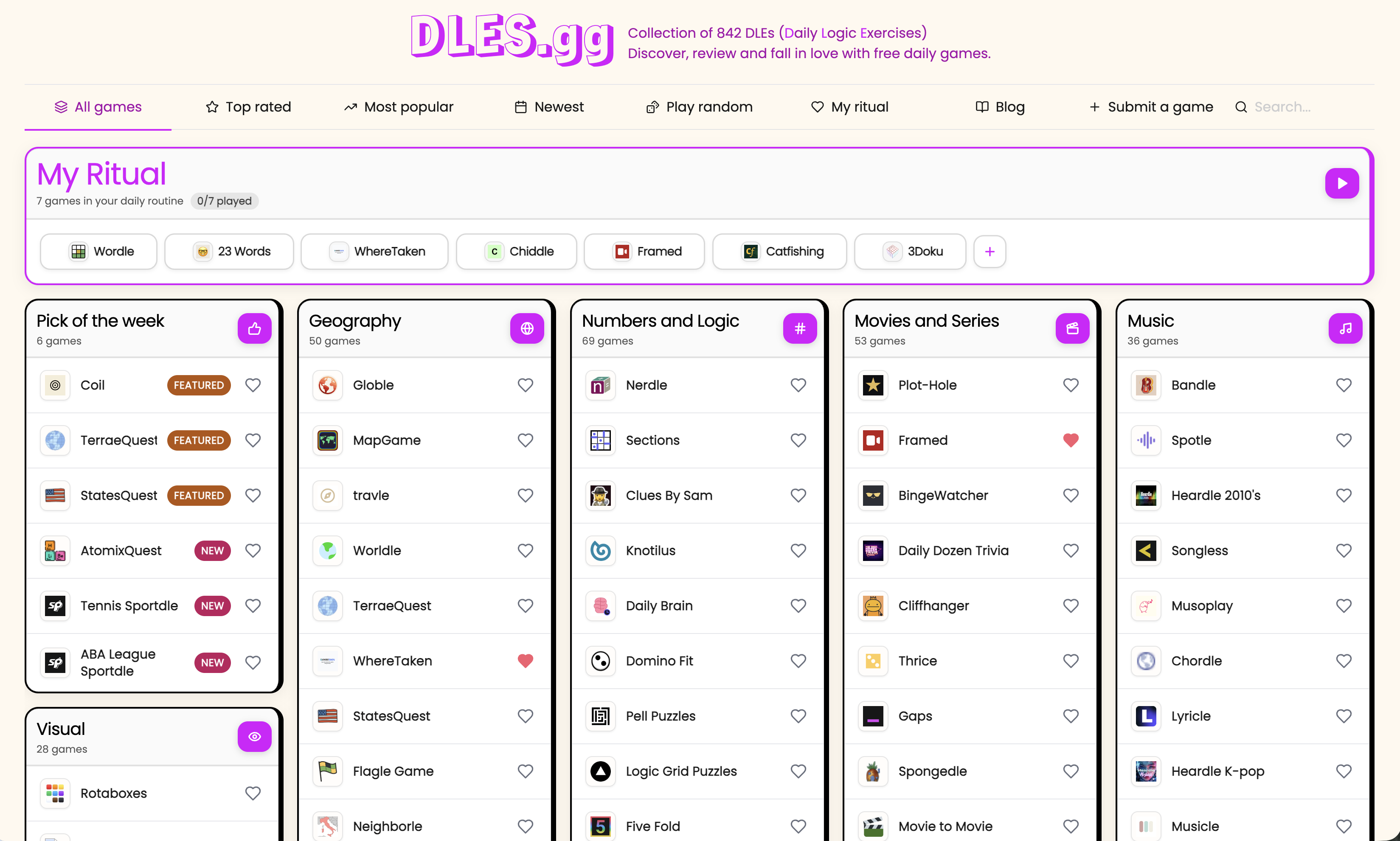 DLES.gg — catalog of 1088 free daily puzzle games