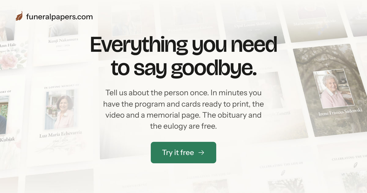 Funeral Papers: everything you need to say goodbye, written and designed for you.