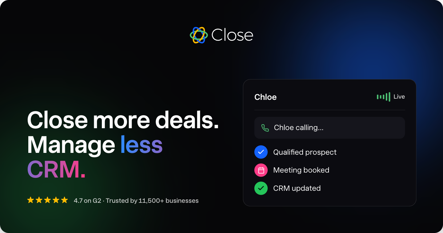 Close CRM | Close More Deals. Manage Less CRM. · Twitter