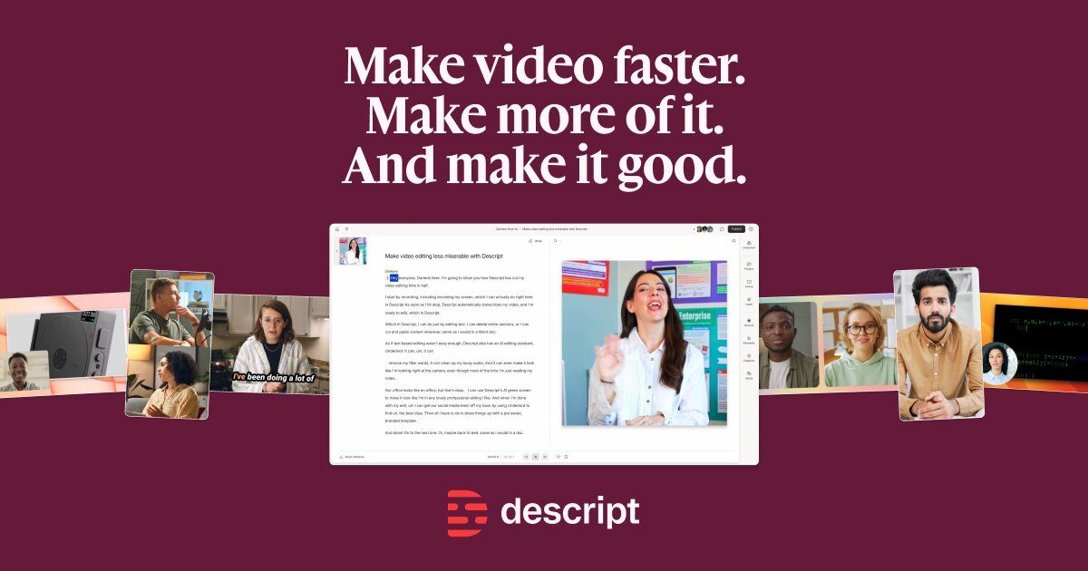 Descript: AI Video & Audio Text-based Editor — Try Free · Twitter