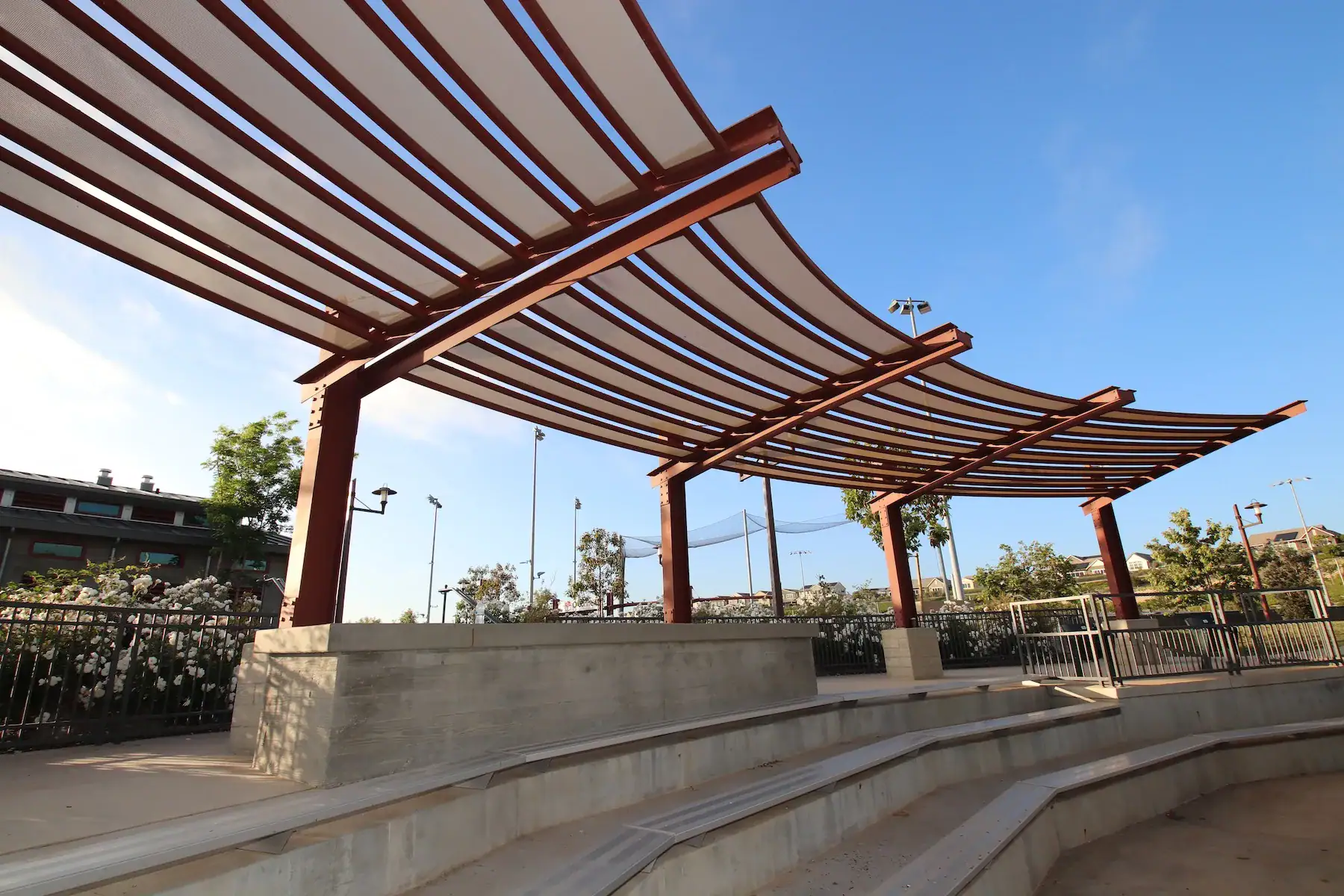 Eide industries commercial fabric shade structure manufacturing project