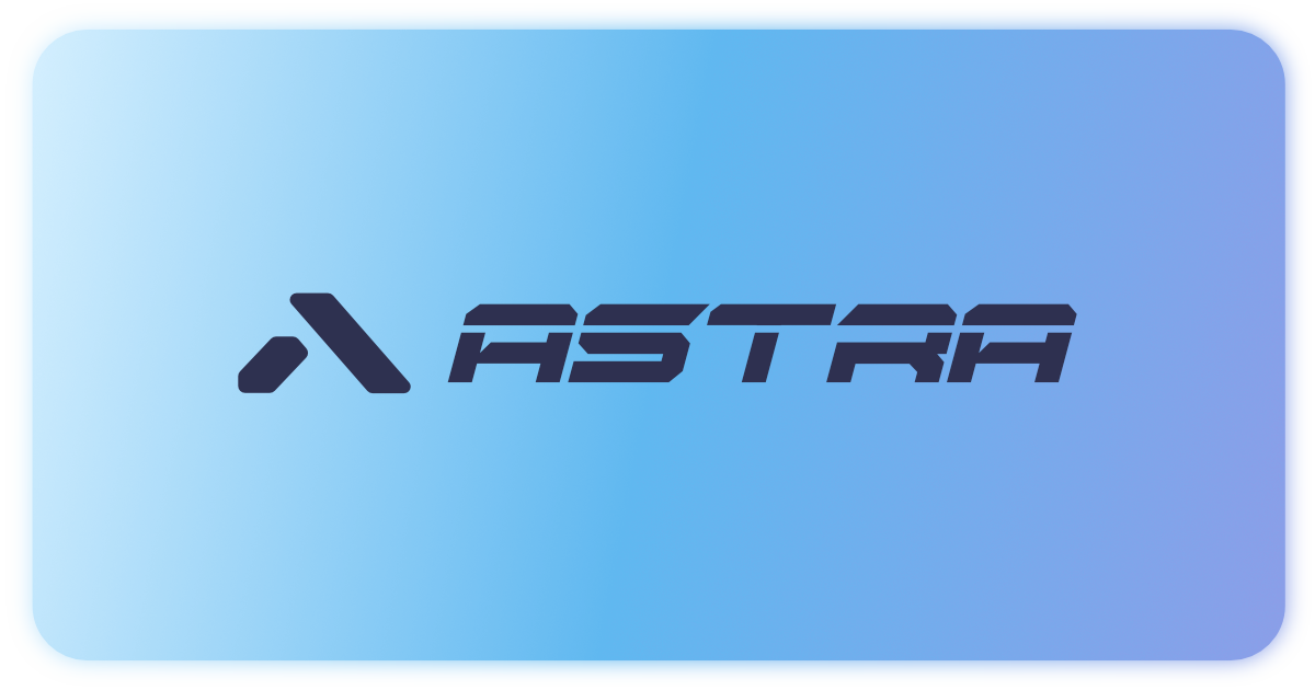 Astra logo on a blue gradient background
