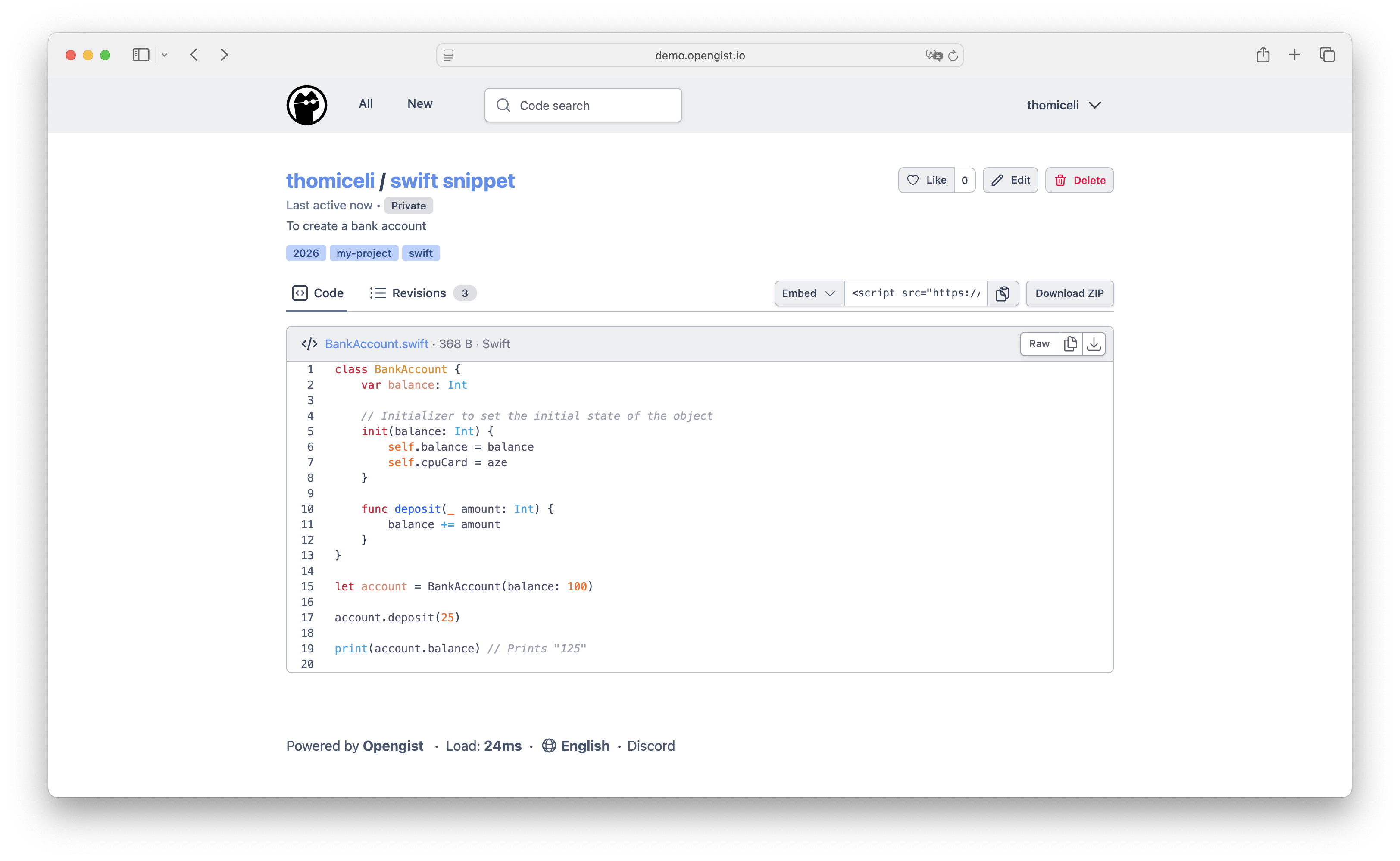 Opengist — self-hosted pastebin powered by Git · Twitter