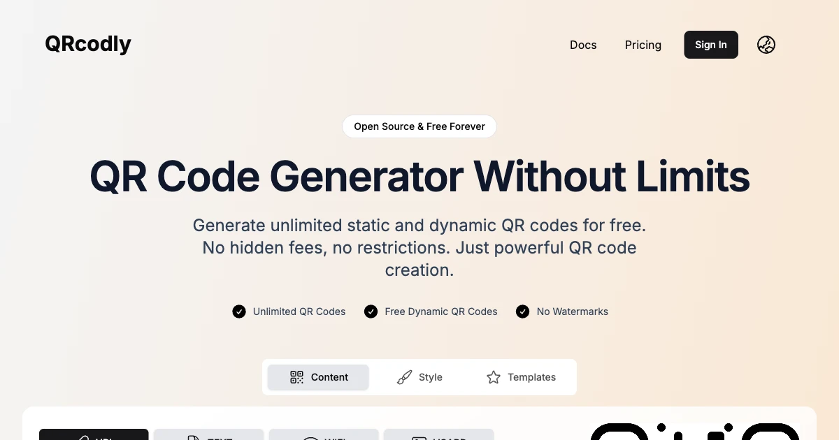 QRcodly - Free QR Code Generator