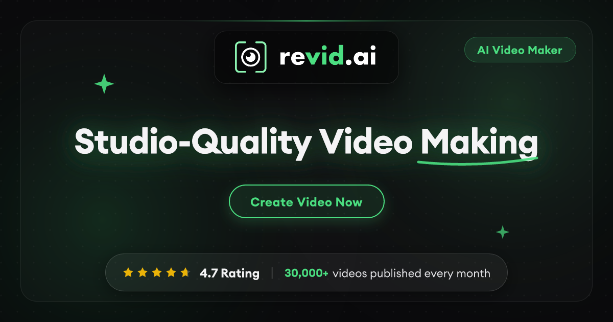 Revid AI - Create, Edit & Publish AI Videos | 100+ Tools · Twitter