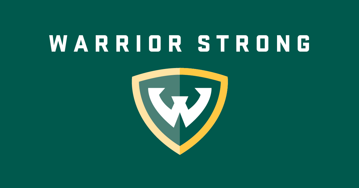 Wayne State University shield with Warrior Strong text above