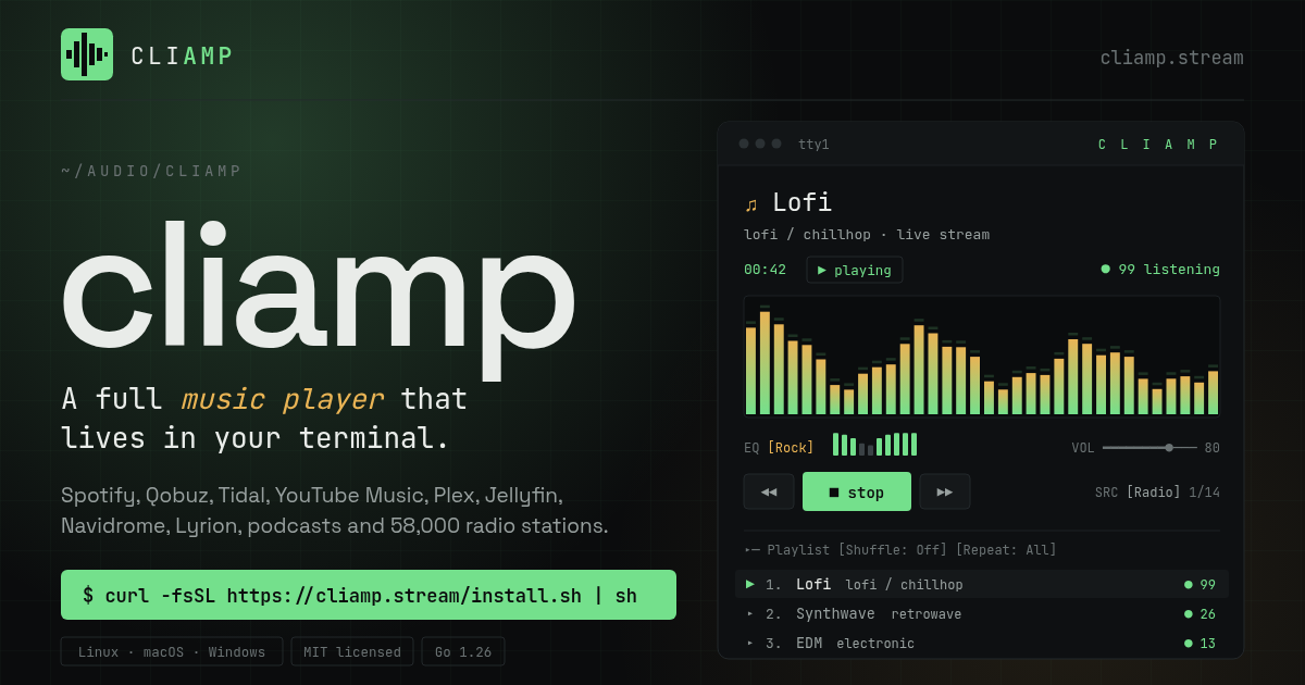 cliamp — terminal music player · Twitter