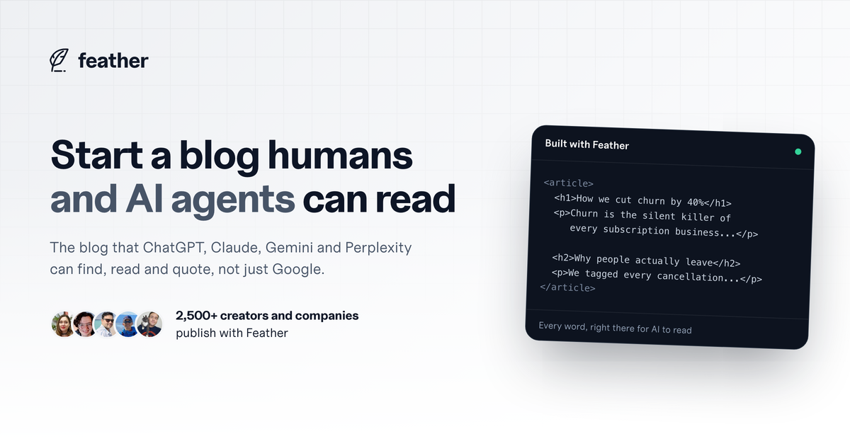 Feather: Start a blog that humans and AI agents can read