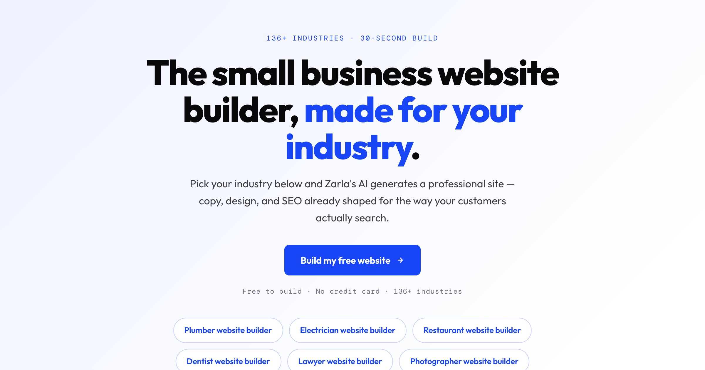 Zarla — AI website builder for small businesses