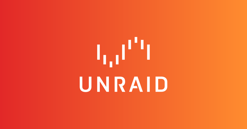 Unraid logo displayed on an orange gradient background, representing the Unraid server operating system.