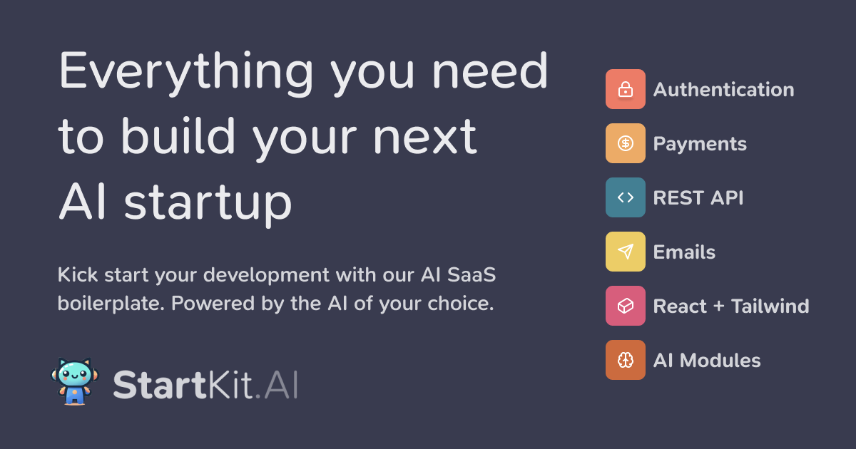 Image reads Build your next AI SaaS with our boilerplate code