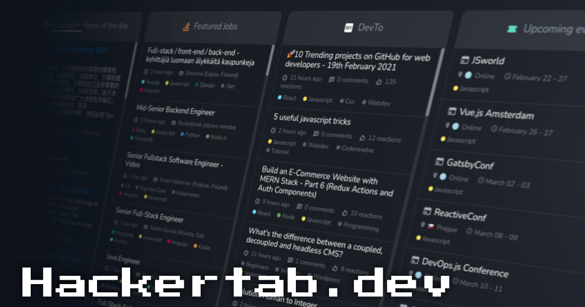 Hackertab – Developer News, Tools & Conferences in One Tab · Twitter