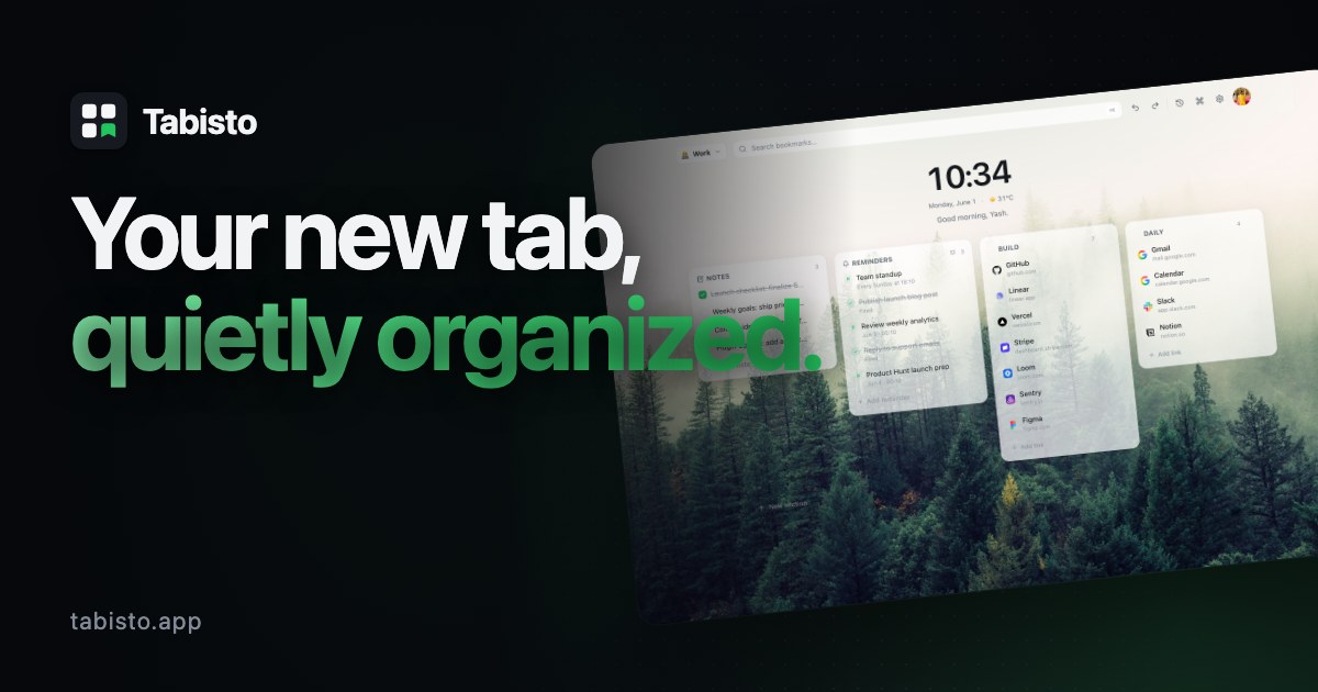 Tabisto: Visual Bookmark Manager for Chrome (New Tab) · Twitter