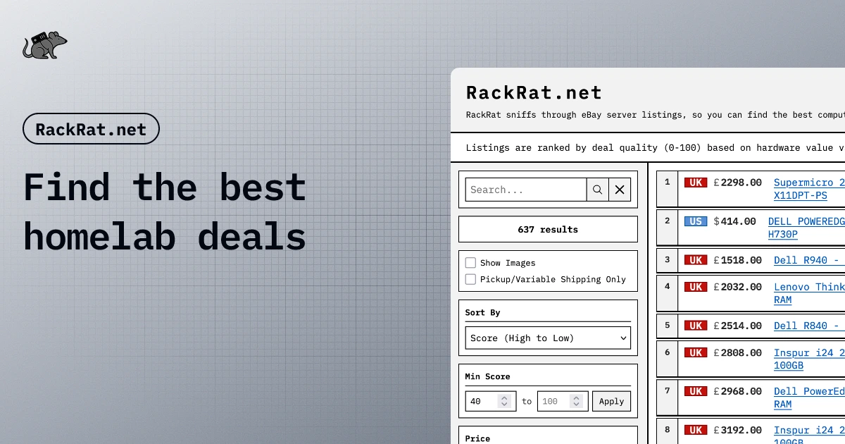RackRat - eBay Rackmount Server Deal Finder · Twitter