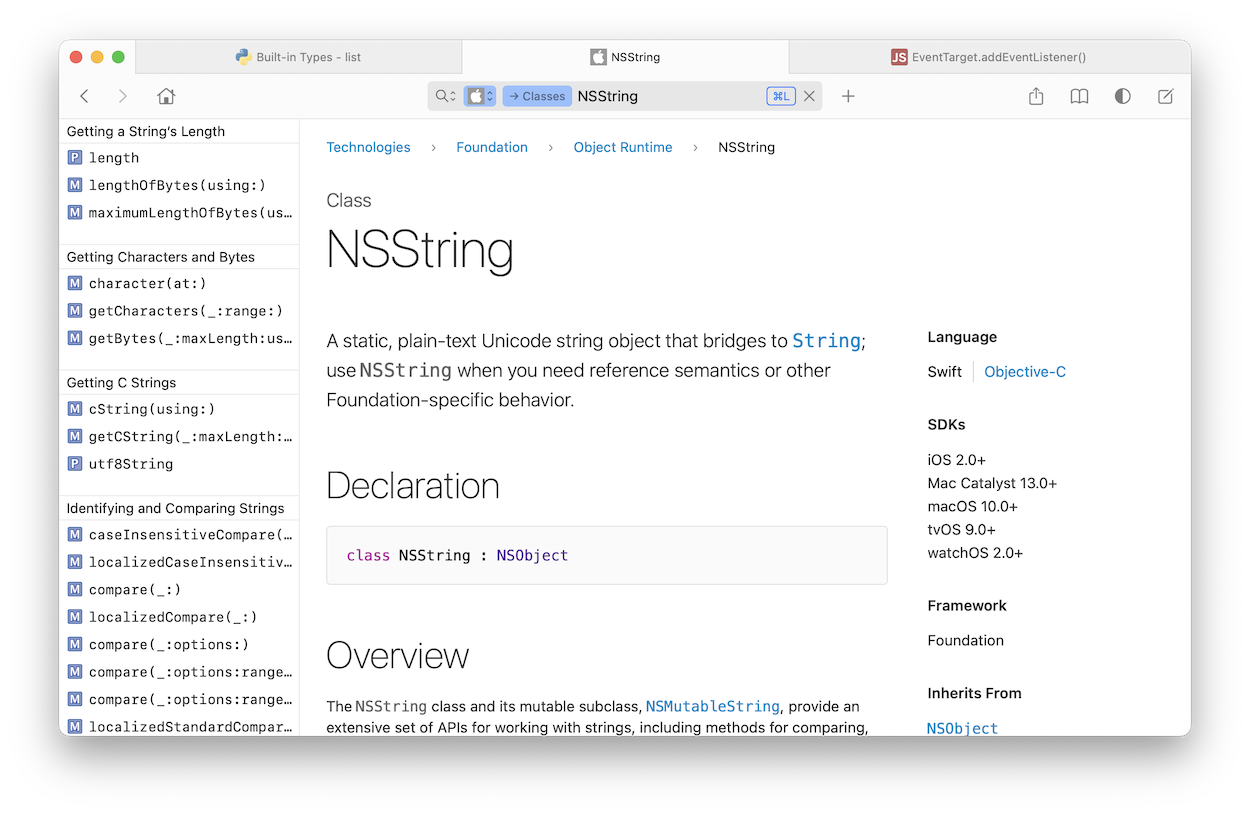 Dash for macOS - API Documentation Browser · Twitter