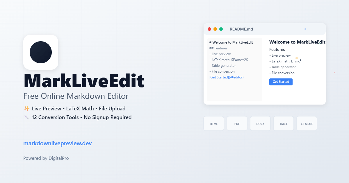 MarkLiveEdit — Online Markdown Editor with Live Preview, PDF & Word Export