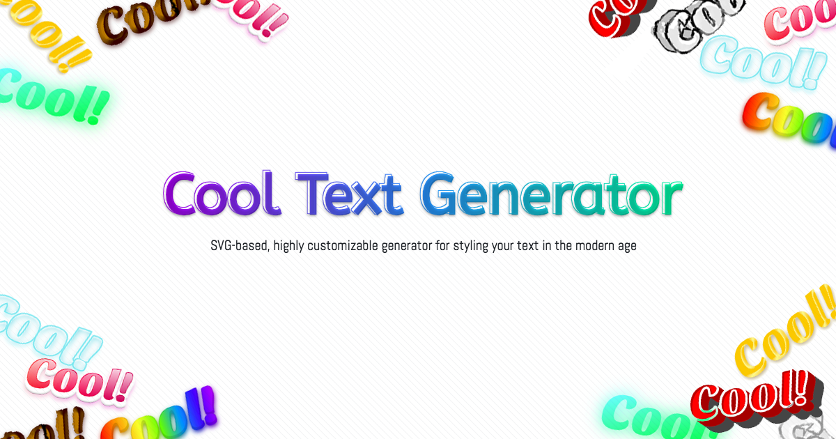 Cool Texts Generator in SVG / PNG with 30+ Effects x 800+ Fonts · maketext.io · Twitter