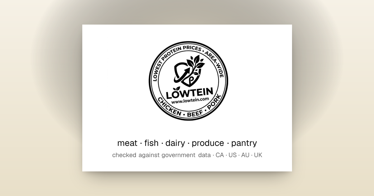 lowtein — the week's cheapest groceries in Canada, the US, Australia & the UK, checked against government data