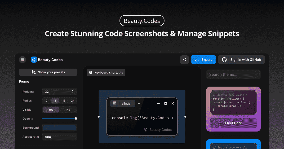 Beauty Code - Create Stunning Code Screenshots & Manage Snippets · Twitter