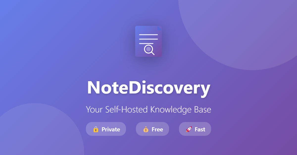 NoteDiscovery — self-hosted Markdown knowledge base