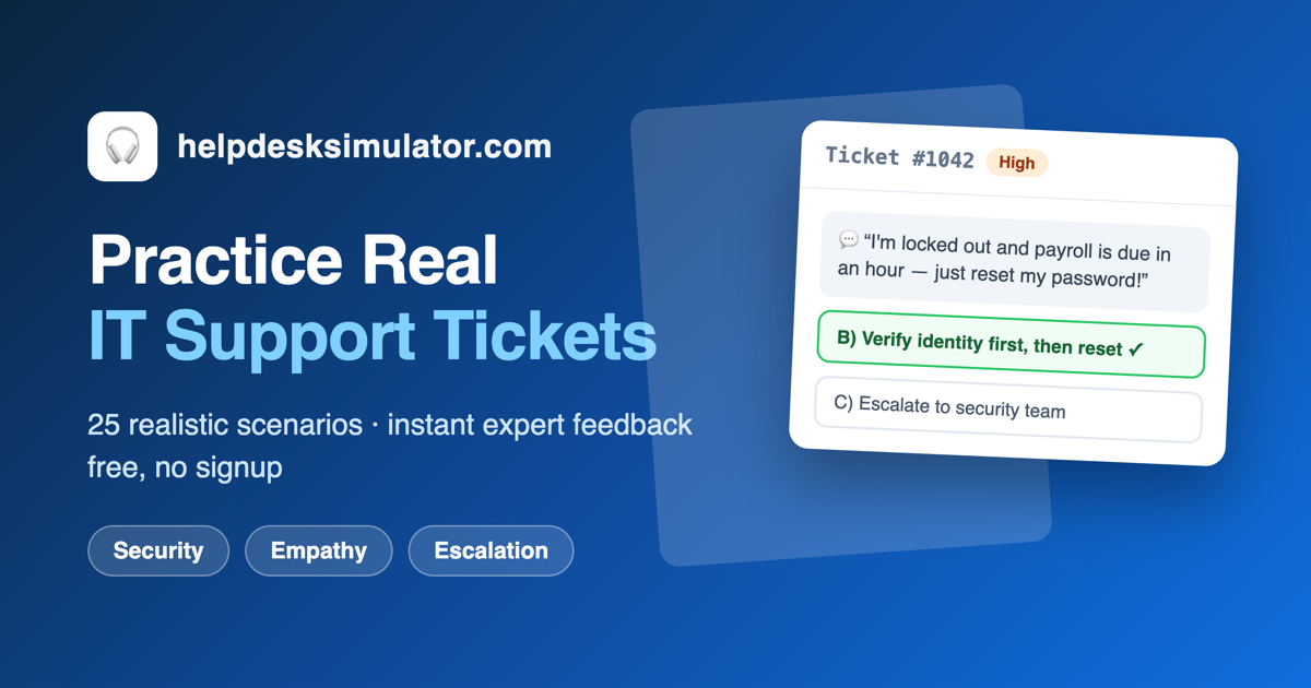 Help Desk Simulator — Practice Real IT Support Tickets Online · Twitter
