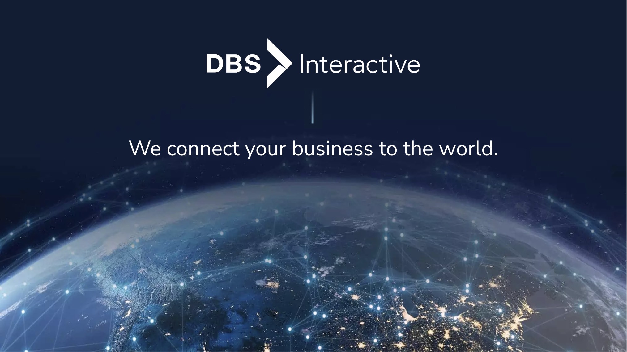 the DBS interactive logo along with text saying we connect your business to the world