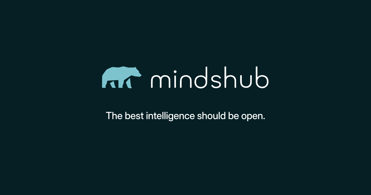 The MindsHub logo with the statement: The best intelligence should be open.