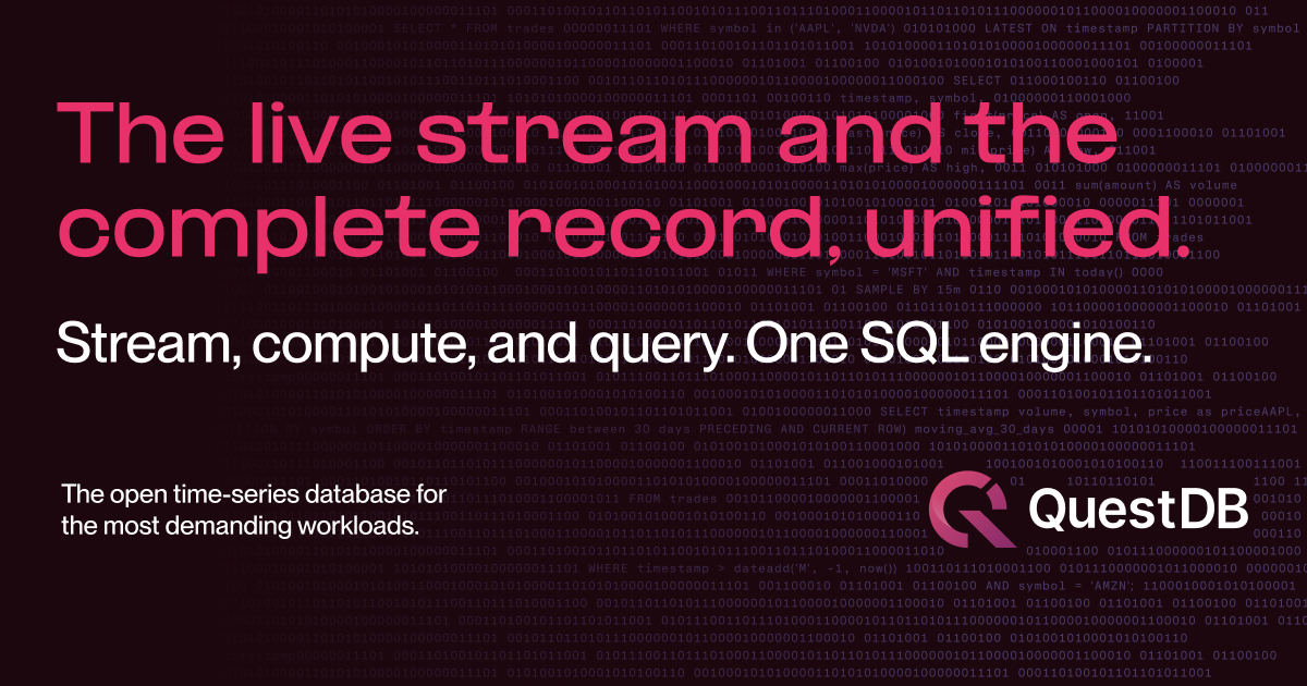 Low-latency time-series database on open formats | QuestDB · Twitter
