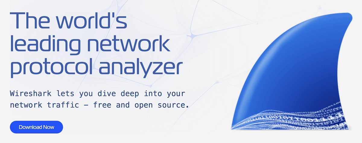 Image for the website for Wireshark, the world's premiere network analyzer