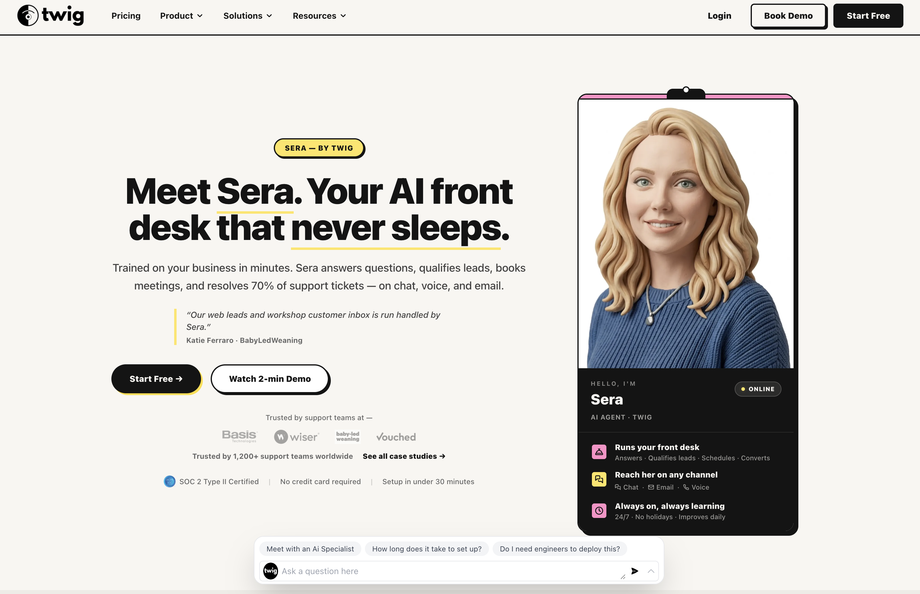 Never Miss Another Customer | Sera, the AI Front Desk by Twig | Twig