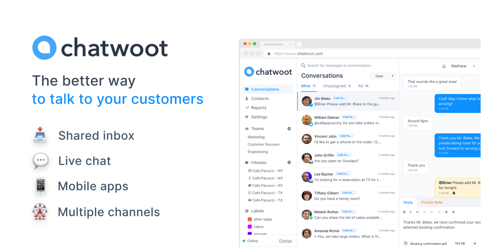 Chatwoot: AI-powered, open-source customer support platform. Self-host or cloud. Alternative to Intercom & Zendesk. · Twitter