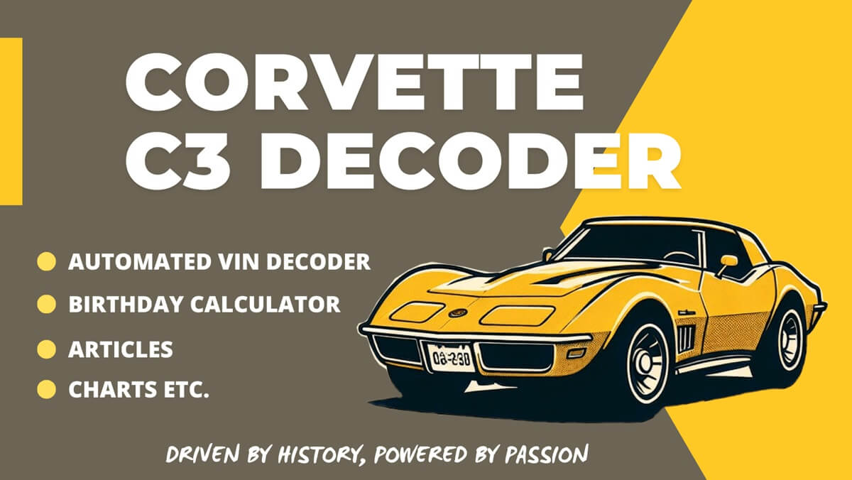 Corvette C3 Decoder - VIN Tools, Model Years and Guides · Twitter