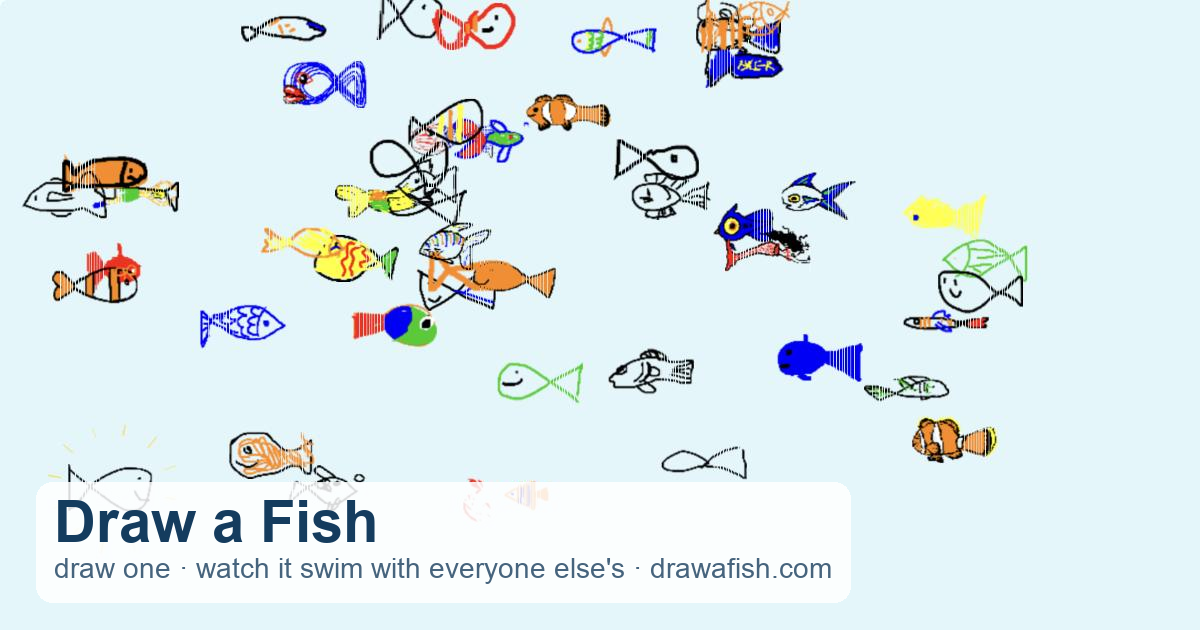A virtual fish tank full of user-drawn fish