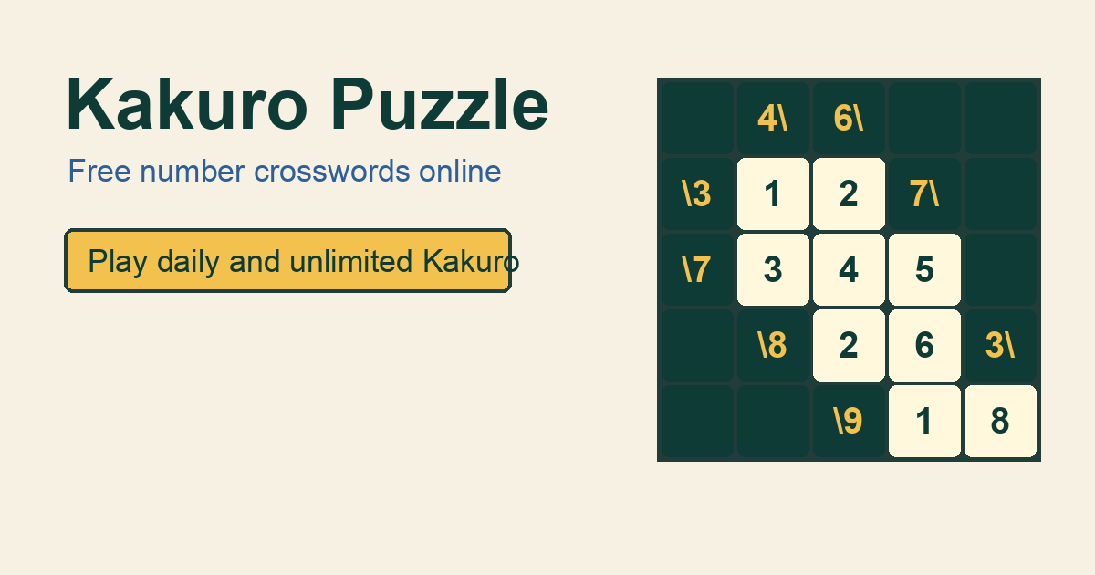 Kakuro Puzzle - Play Free Number Crosswords Online