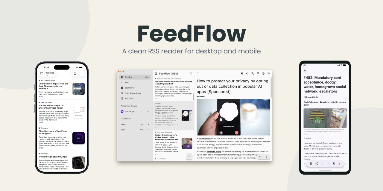 FeedFlow — Minimal RSS Reader · Twitter