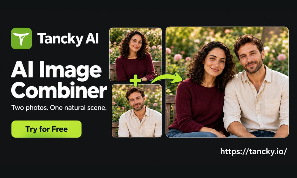 Tancky AI AI Image Combiner — two photos, one natural scene.