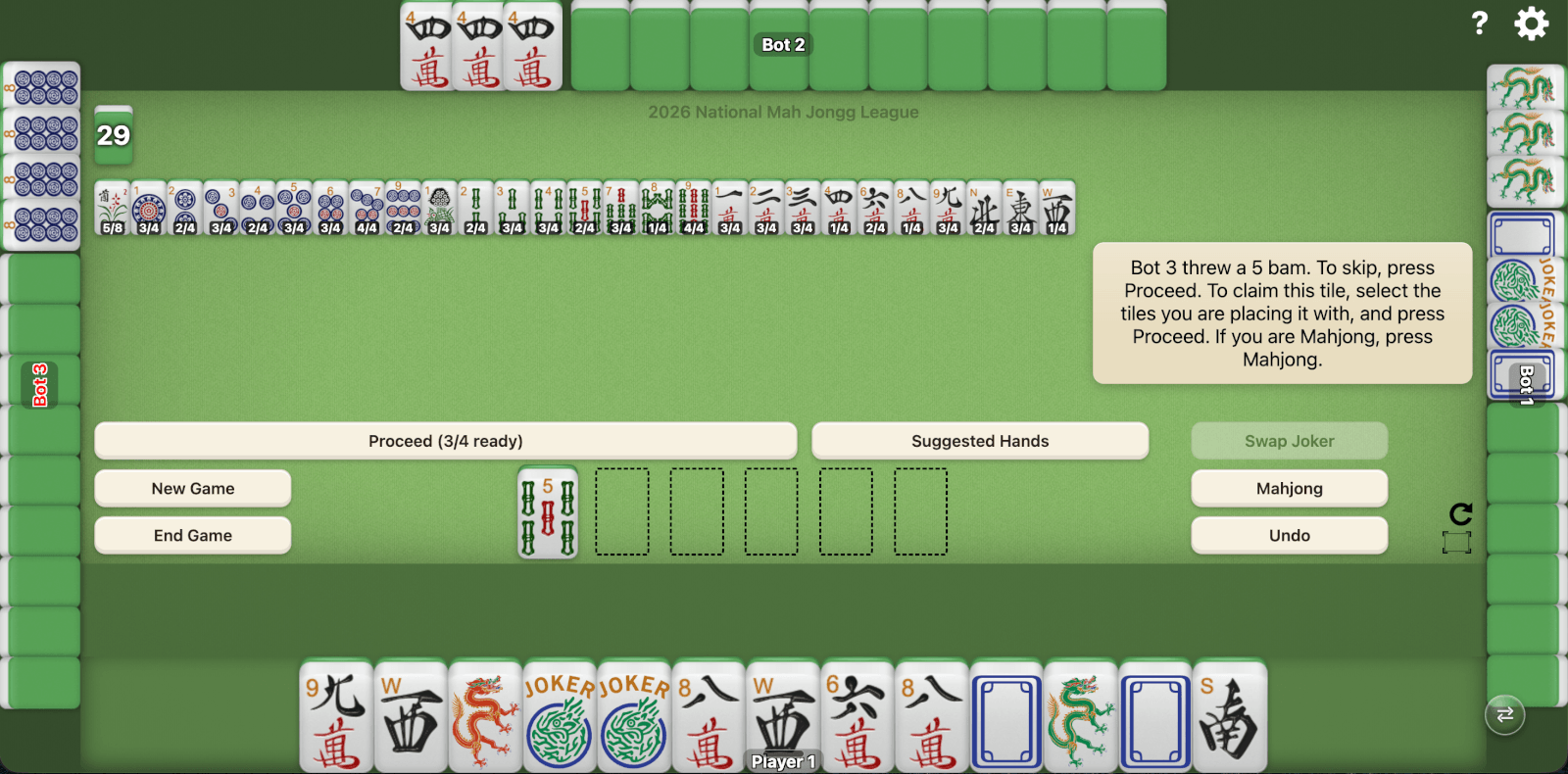 Mahjong 4 Friends game board