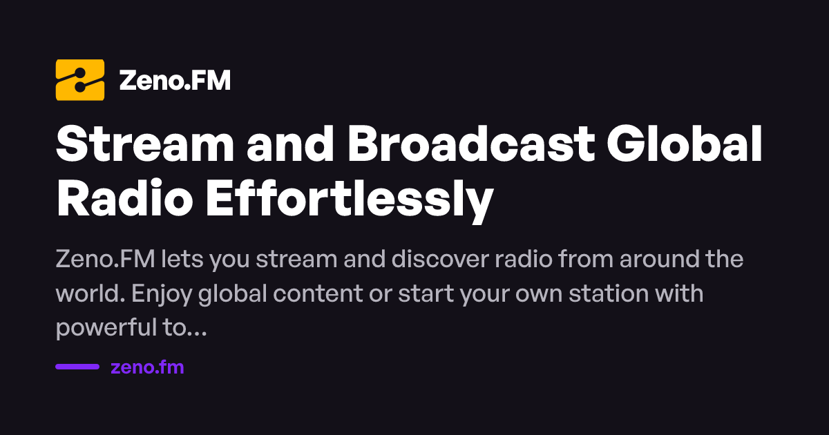 Zeno.FM lets you stream and discover radio from around the world. Enjoy global content or start your own station with powerful tools—all in one place.