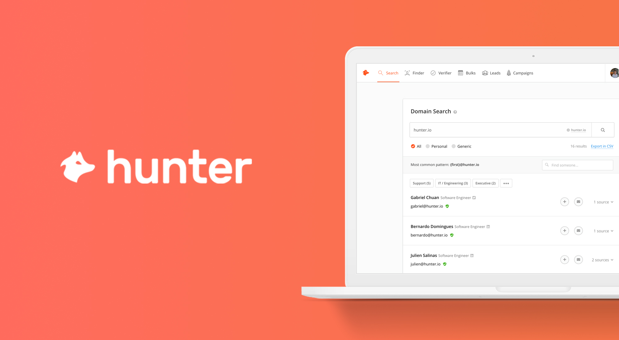 Find email addresses and send cold emails • Hunter · Twitter