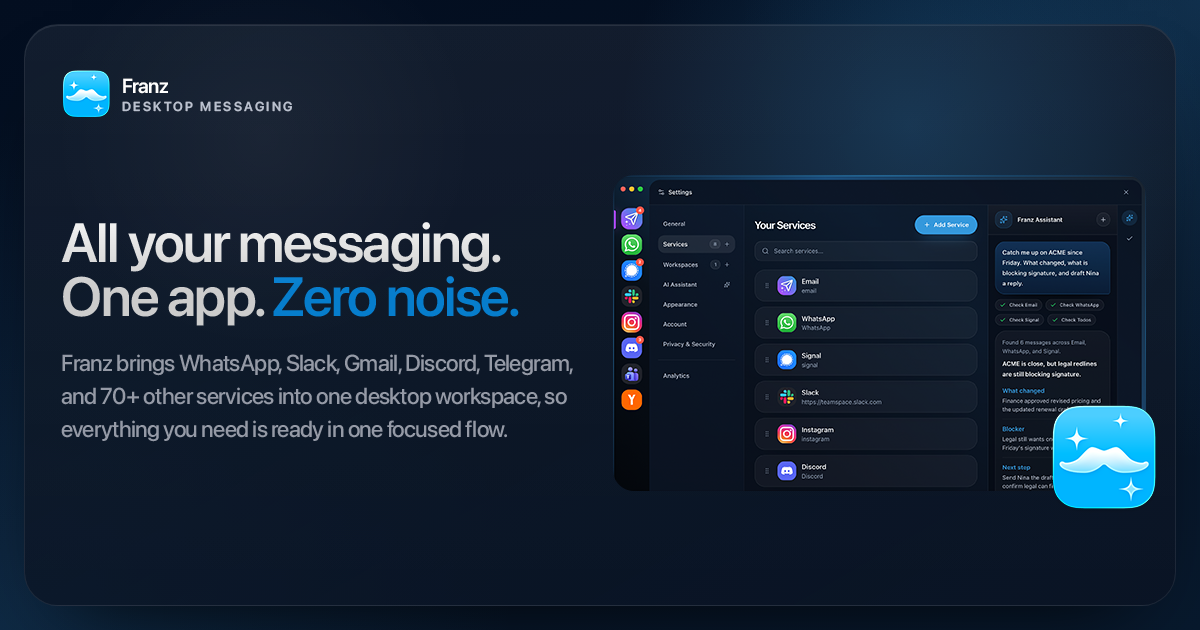 Franz desktop messaging workspace preview
