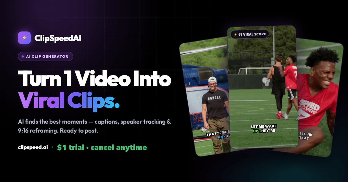 ClipSpeedAI — Turn any video into viral clips with AI