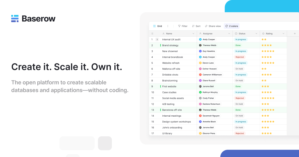 Baserow - Open source no-code database · Twitter