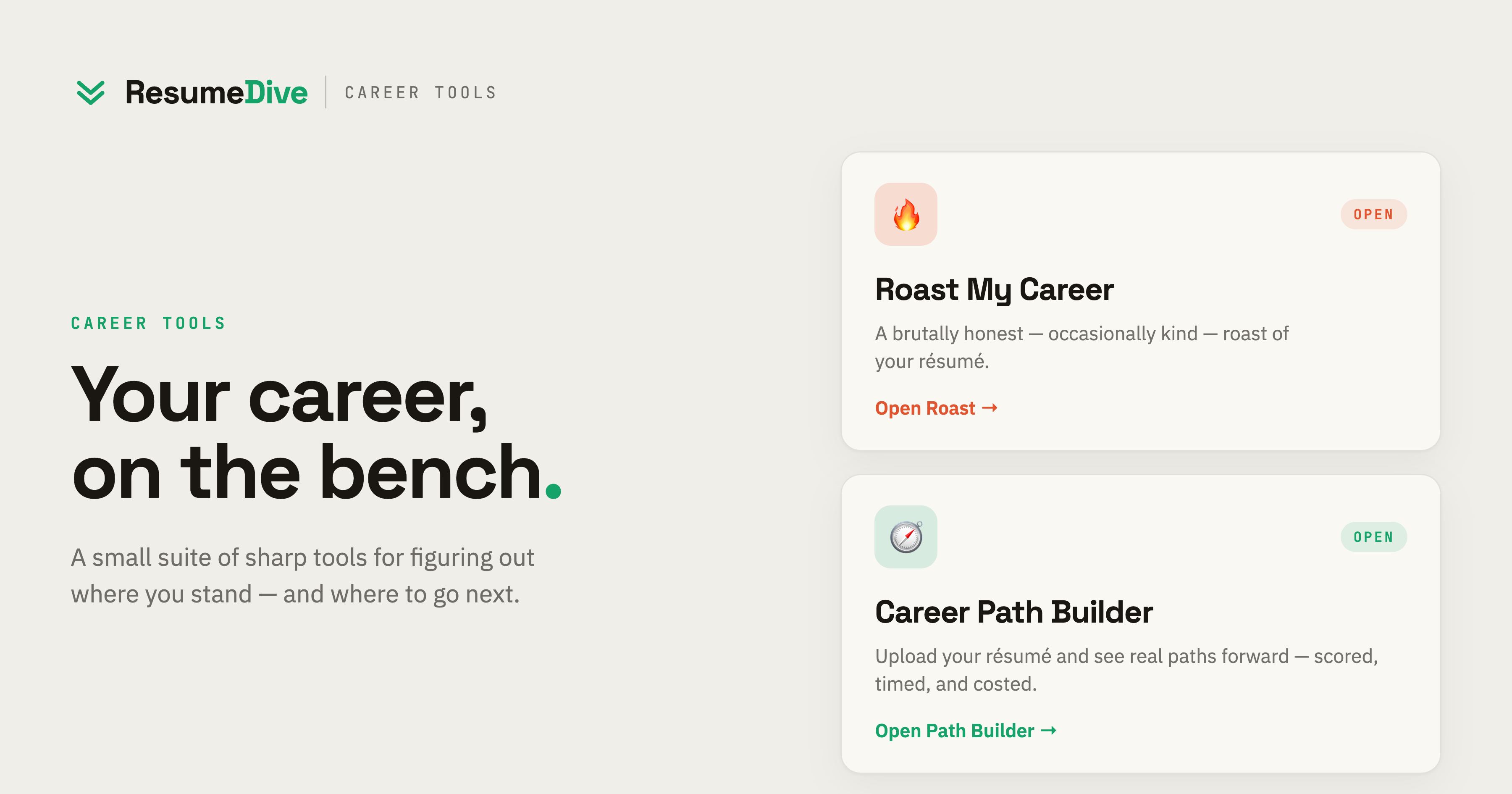 ResumeDive — Your career, on the bench.